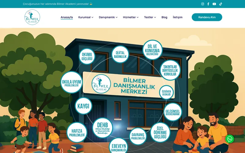 Bilmer Akademi web sitesi ana sayfa ekran görüntüsü
