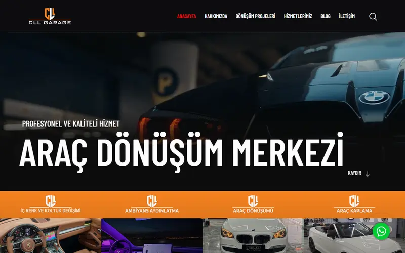 CLL Garage web sitesi ana sayfa ekran görüntüsü