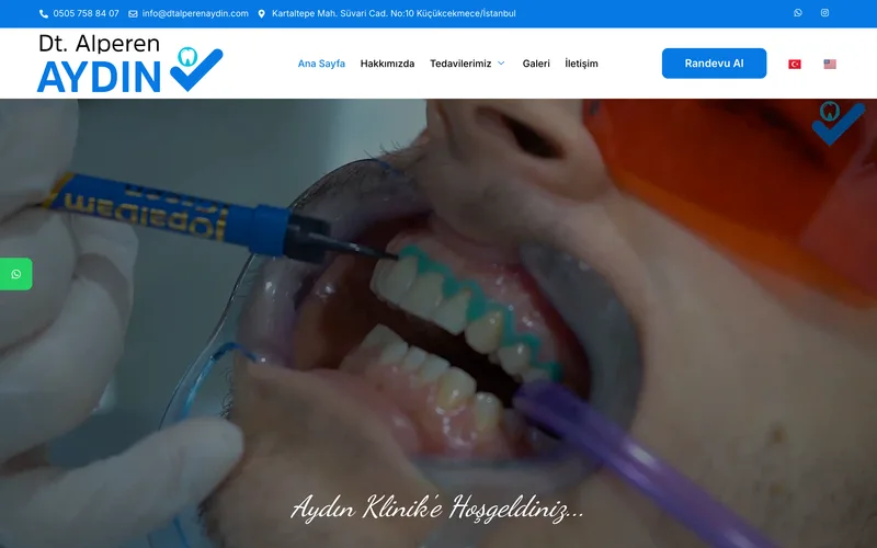 Dt. Alperen Aydın web sitesi ana sayfa ekran görüntüsü