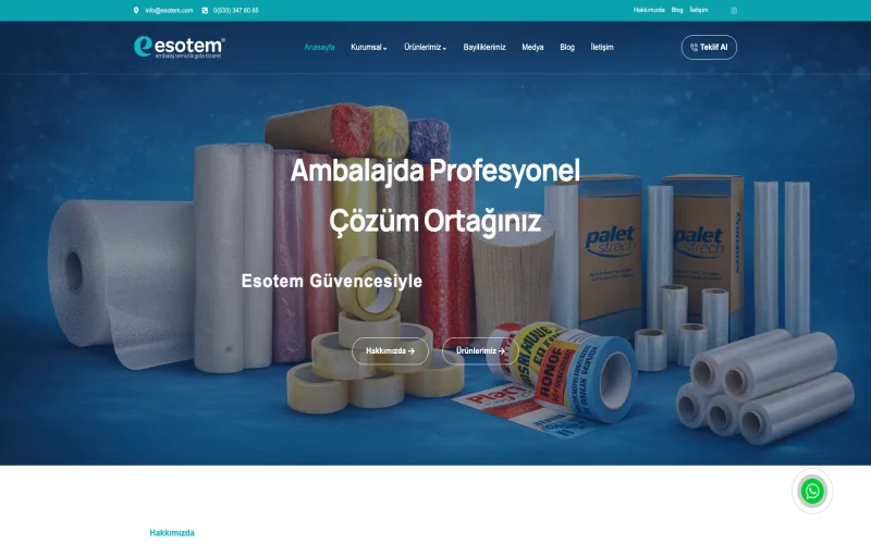 Esotem web sitesi ana sayfa ekran görüntüsü
