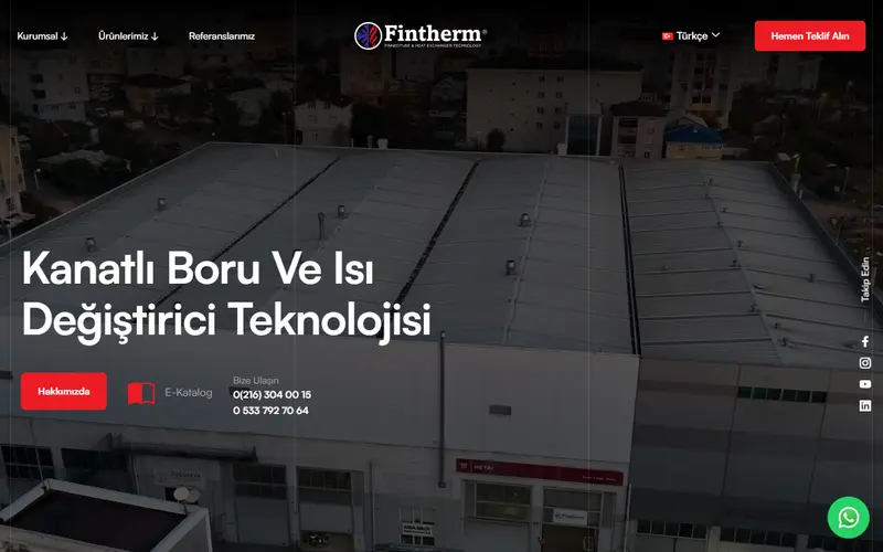 Fintherm web sitesi ana sayfa ekran görüntüsü