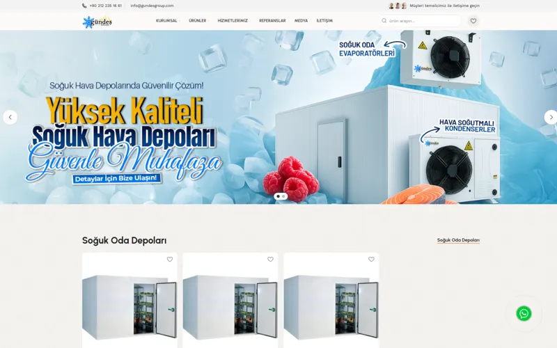 Gündeş Group web sitesi ana sayfa ekran görüntüsü