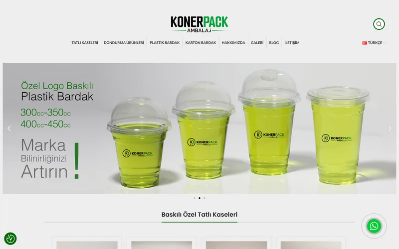 Konerpack web sitesi ana sayfa ekran görüntüsü