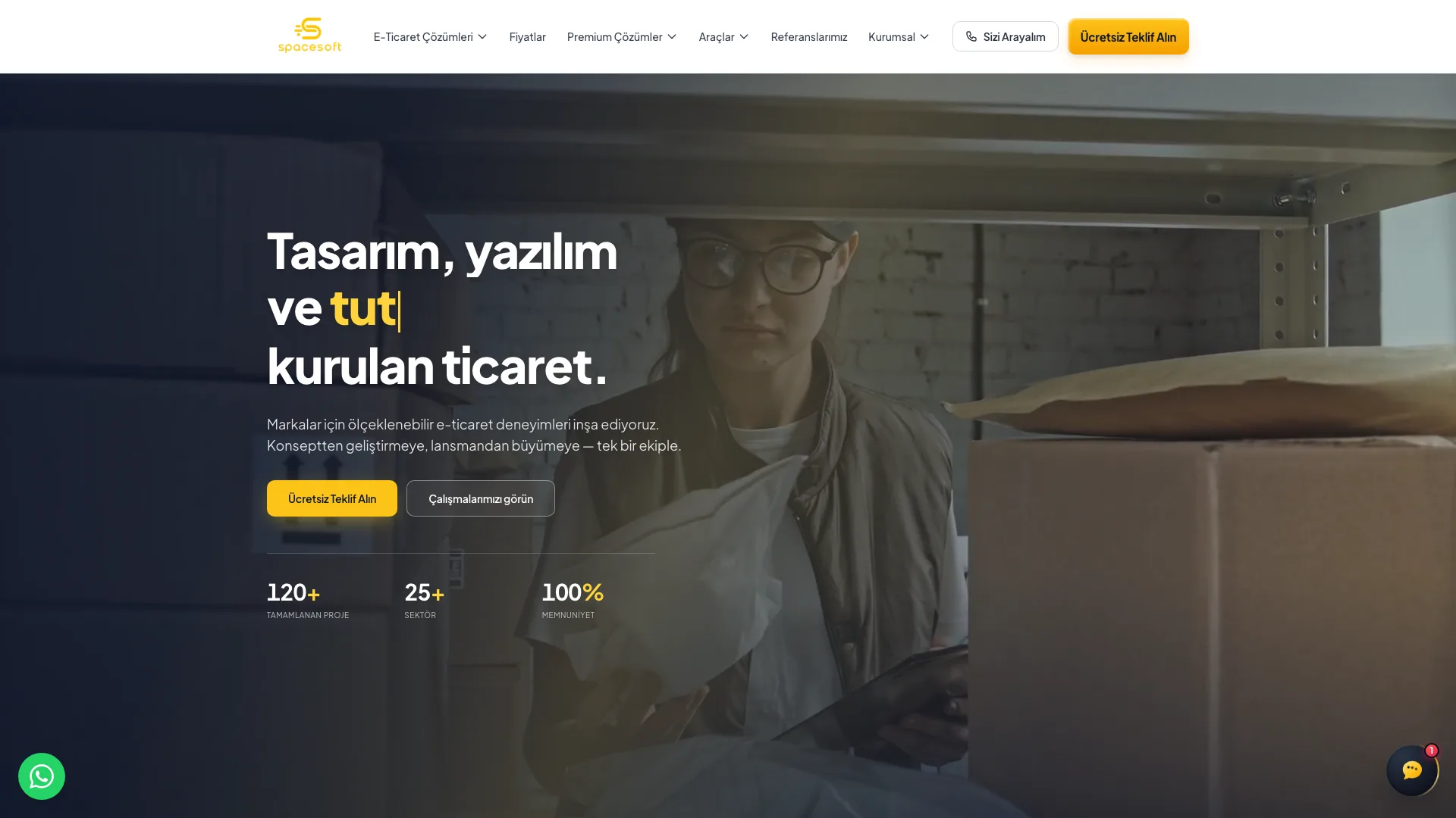 Spacesoft web sitesi ana sayfa ekran görüntüsü