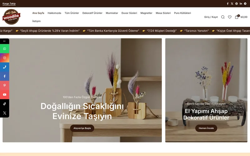 Woodile web sitesi ana sayfa ekran görüntüsü